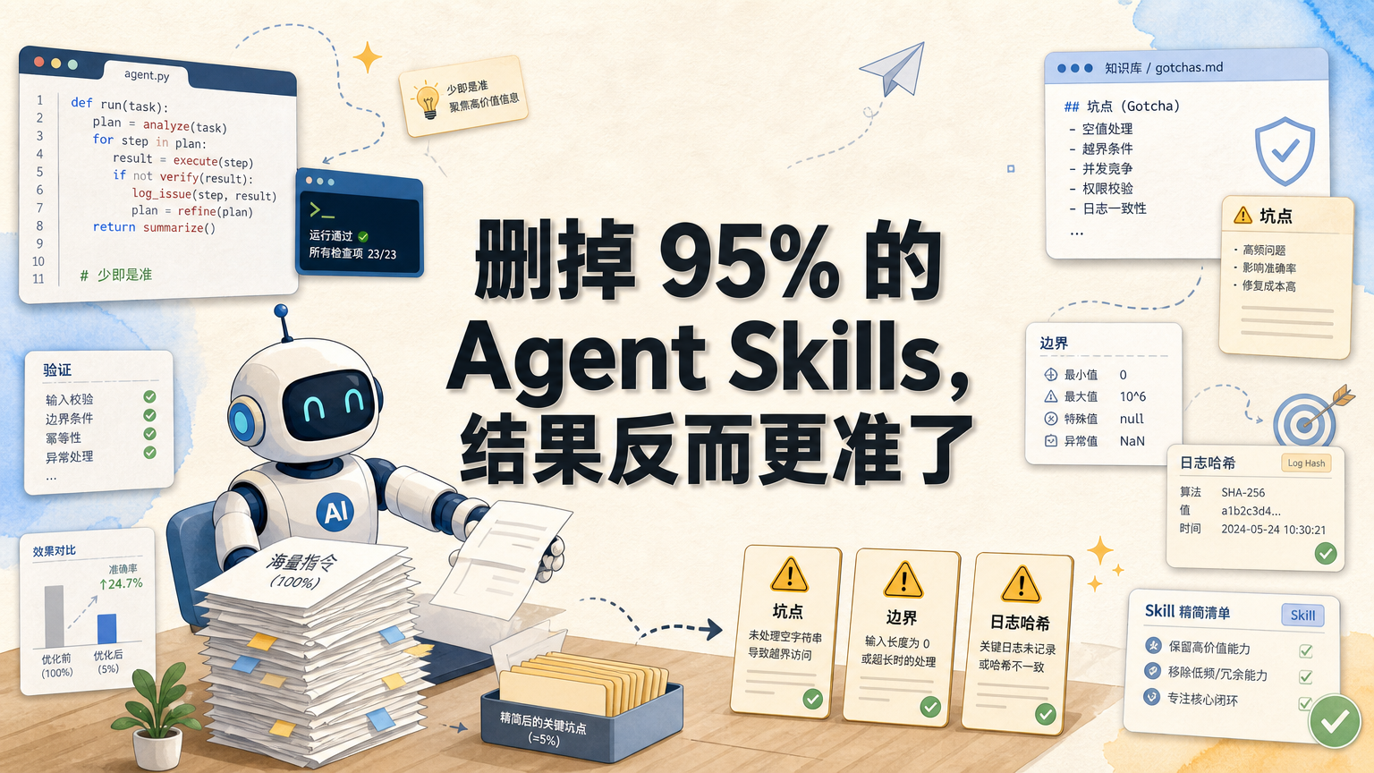 Agent Skills 极简化封面：删掉 95% 的 Agent Skills，结果反而更准了