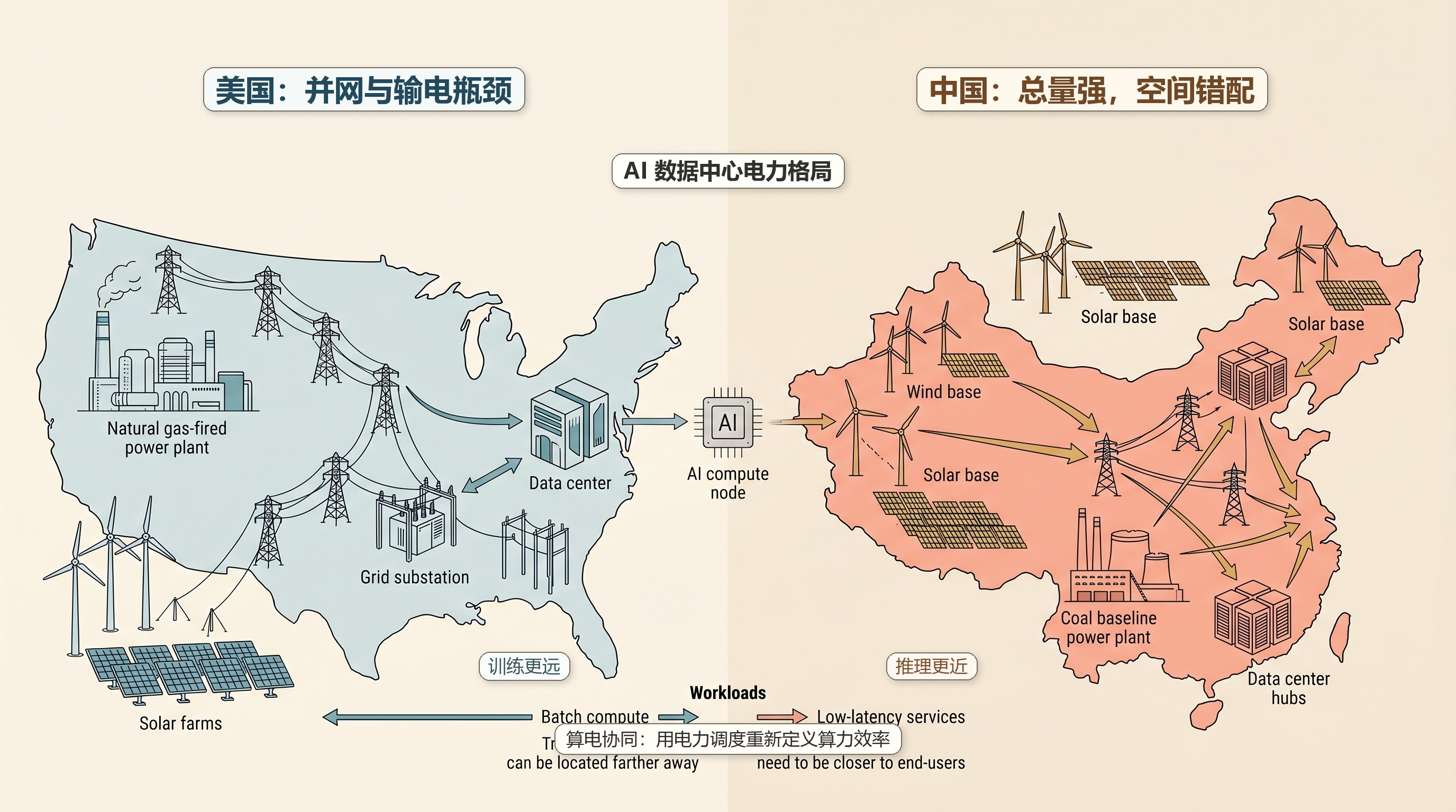 中美 AI 数据中心电力格局