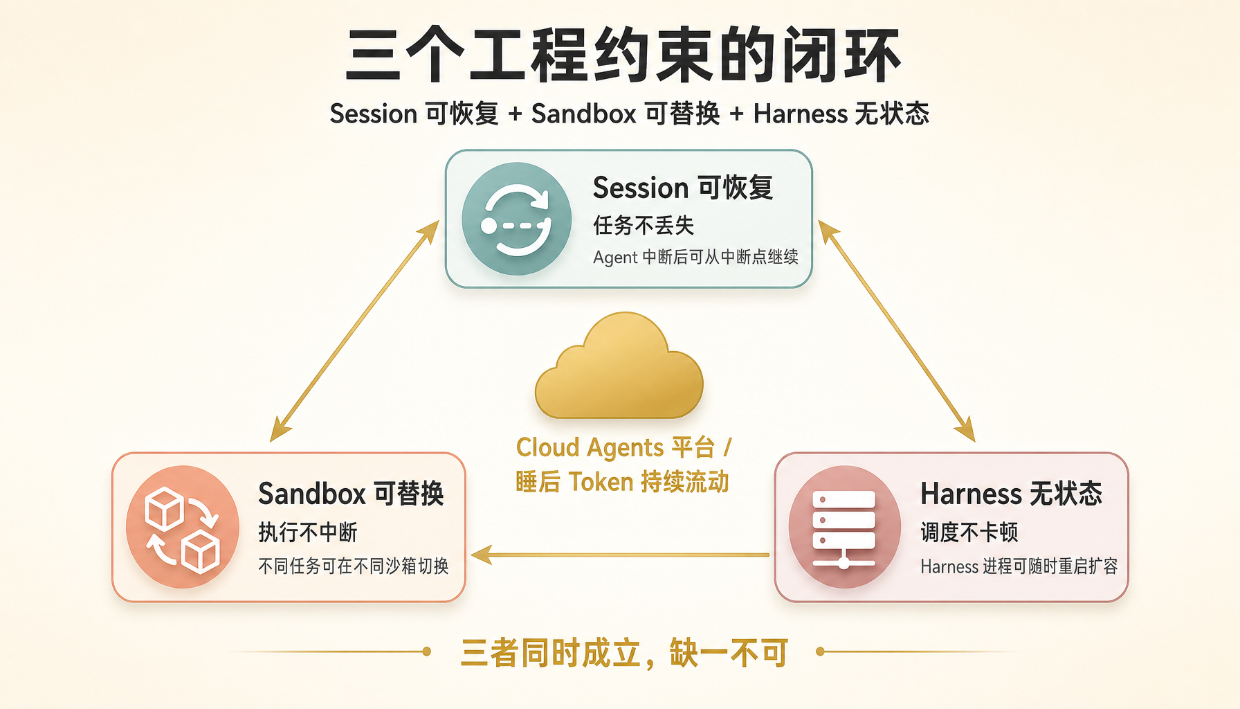 三个工程约束的闭环：Session + Sandbox + Harness