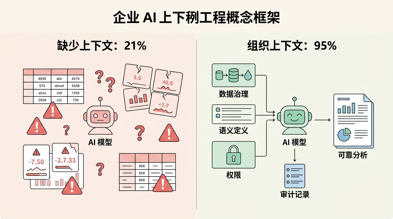 从缺少上下文到组织上下文，准确率差距来自数据治理和语义定义
