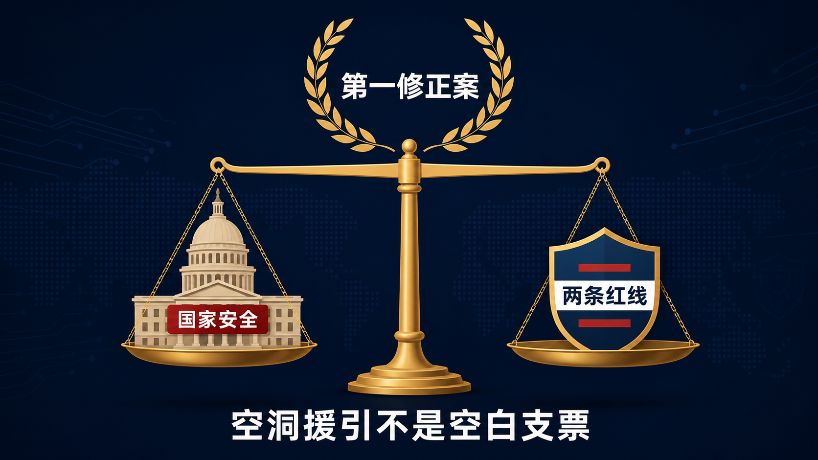 国家安全的主张与两条红线在天平两端，第一修正案居中裁决