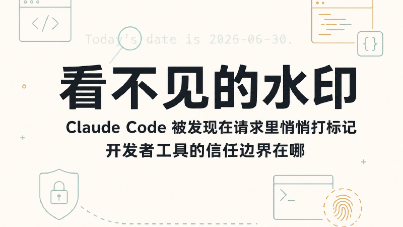 Featured image of post 看不见的水印：Claude Code 被发现在请求里悄悄打标记，开发者工具的信任边界在哪