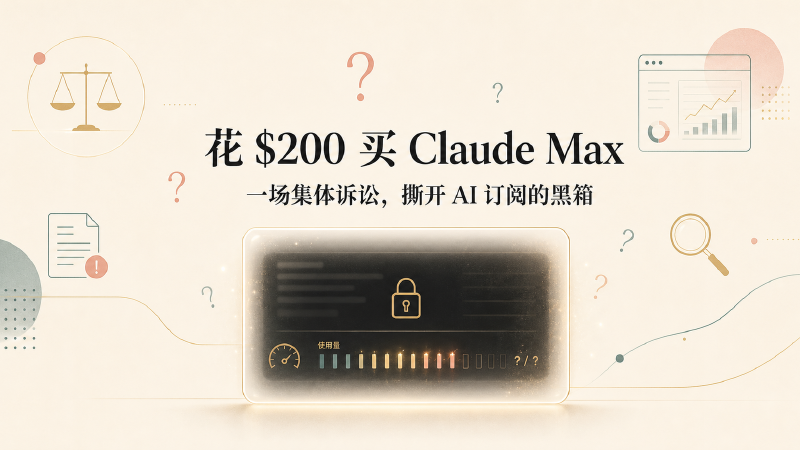 Featured image of post 花 $200 买 Claude Max，却没人说得清能用多少：一场集体诉讼，撕开 AI 订阅的「黑箱」