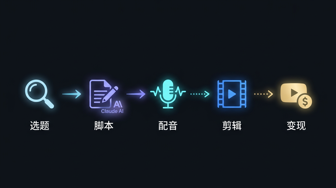 AI 内容流水线:选题 → 脚本 → 配音 → 剪辑 → 变现