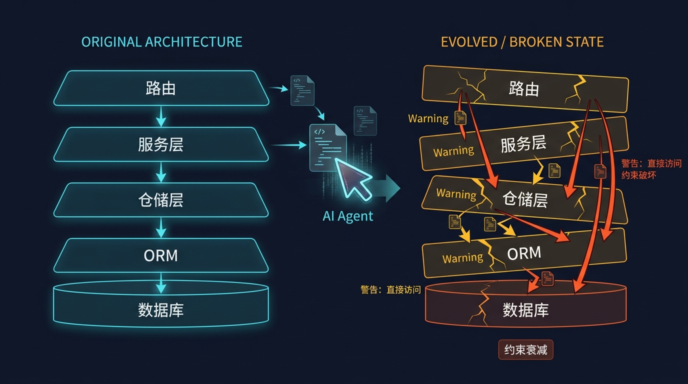 后端架构约束在多文件生成中逐渐衰减