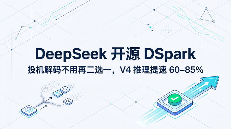 Featured image of post DeepSeek 开源 DSpark：投机解码不用再二选一，V4 推理提速 60–85%