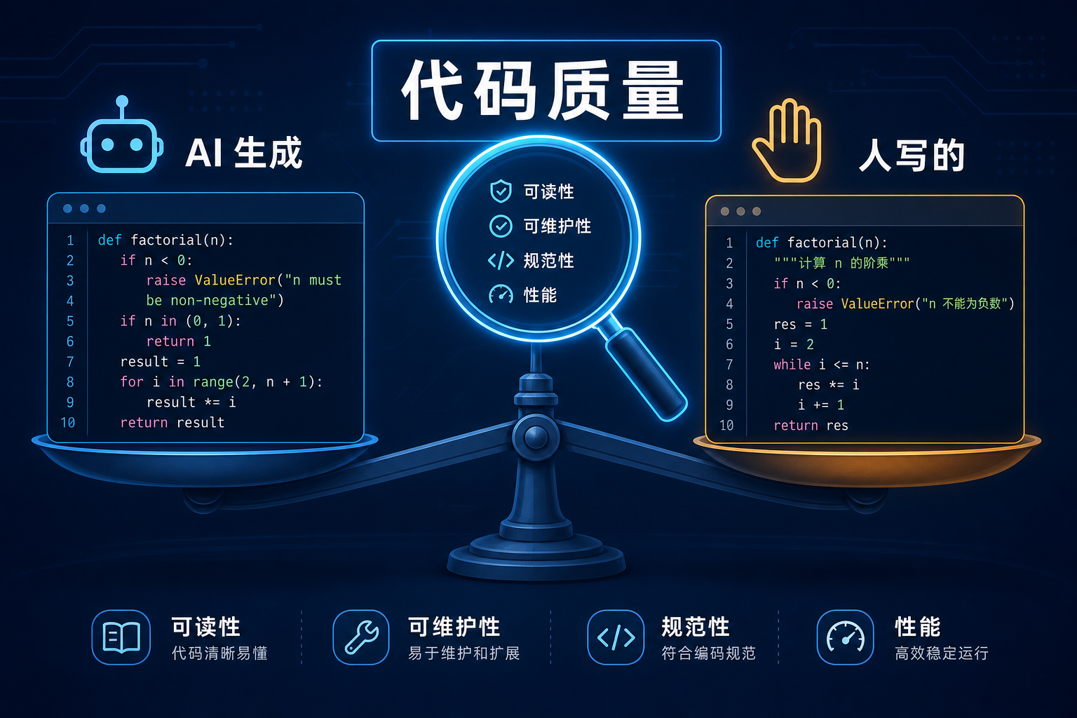代码质量是评审的唯一标尺，AI 写的和人写的拉到台上一视同仁