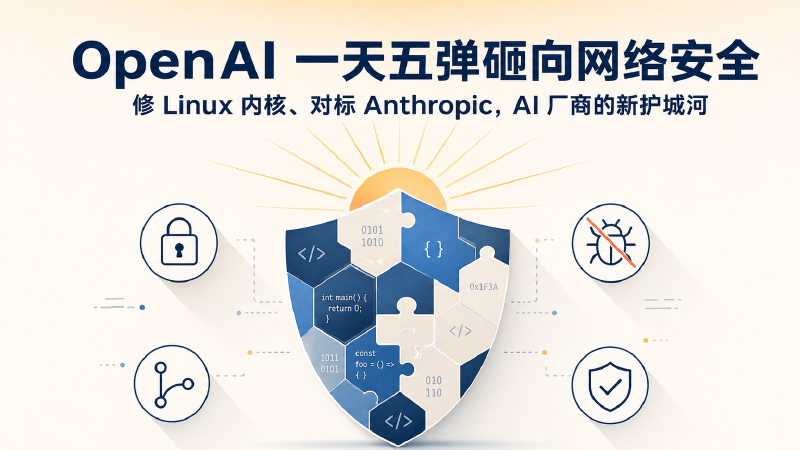 Featured image of post OpenAI 一天五弹砸向网络安全：修 Linux 内核、对标 Anthropic，AI 厂商的新护城河