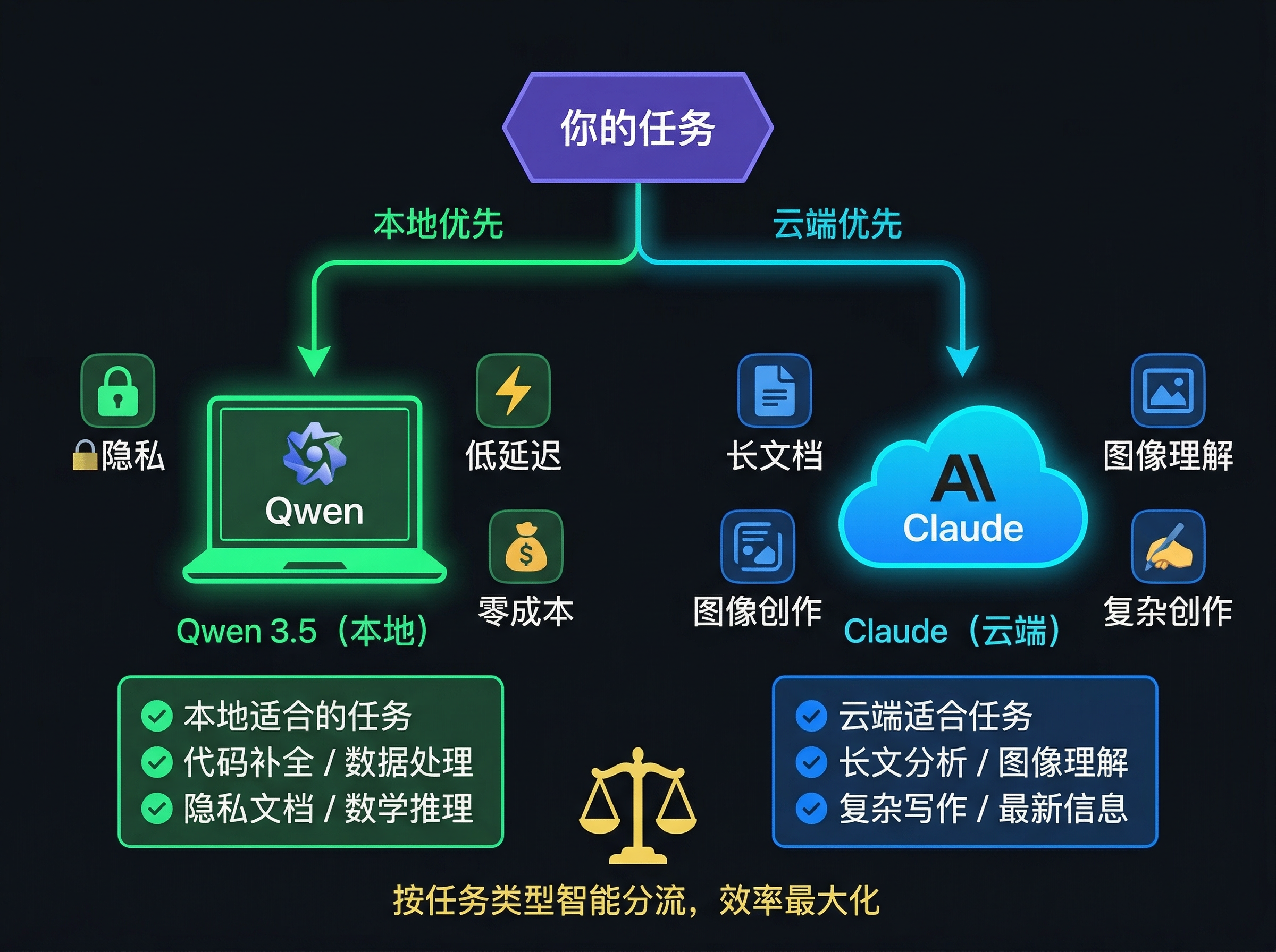本地vs云端任务分流：按任务类型智能选择