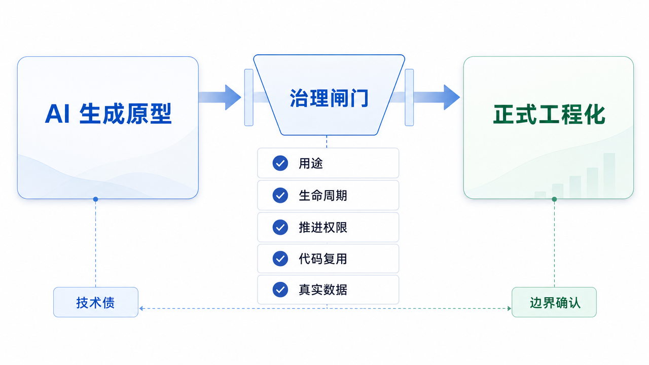 原型治理闸门筛选 AI 生成原型进入正式工程化