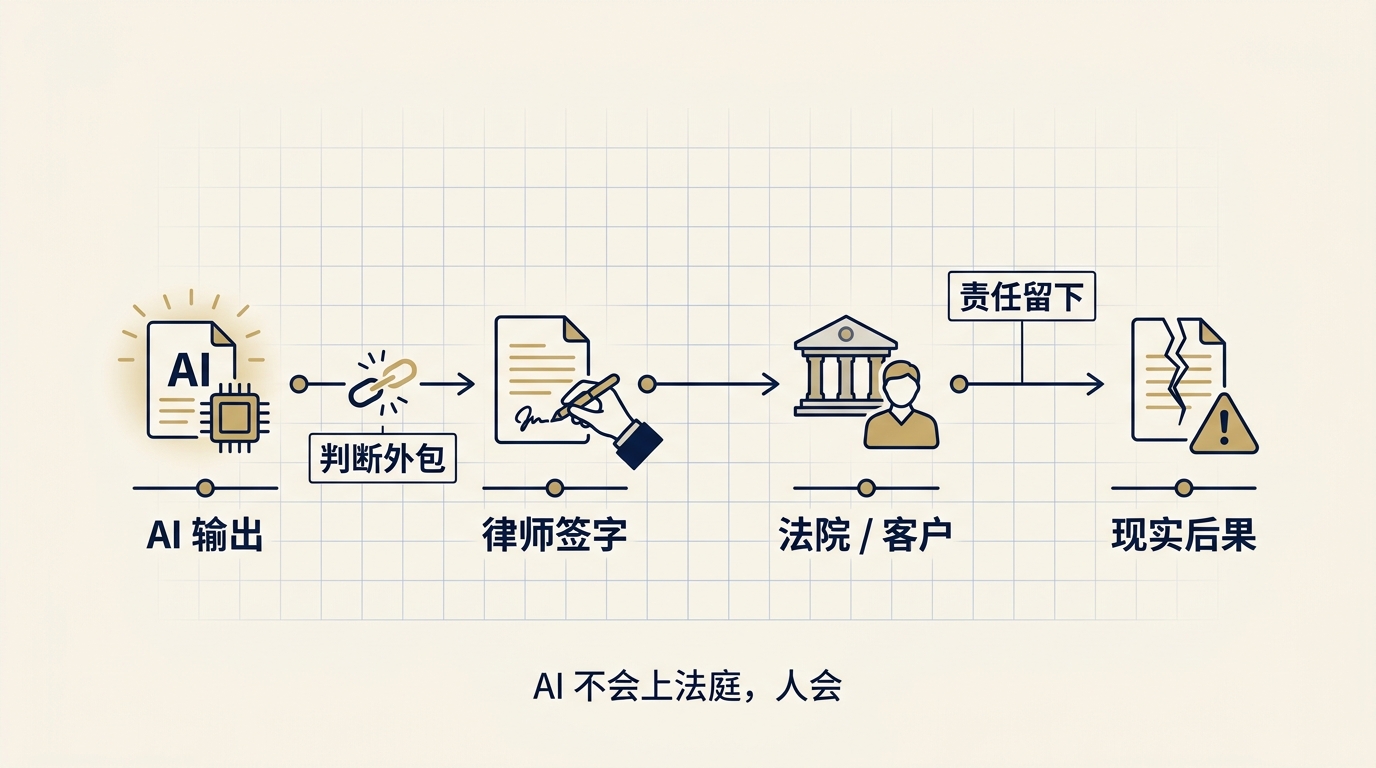 AI 输出到律师签字之间的责任链断裂