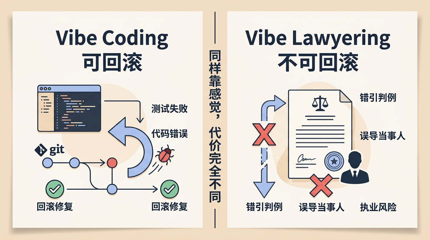 Vibe Coding 和 Vibe Lawyering 的代价对比